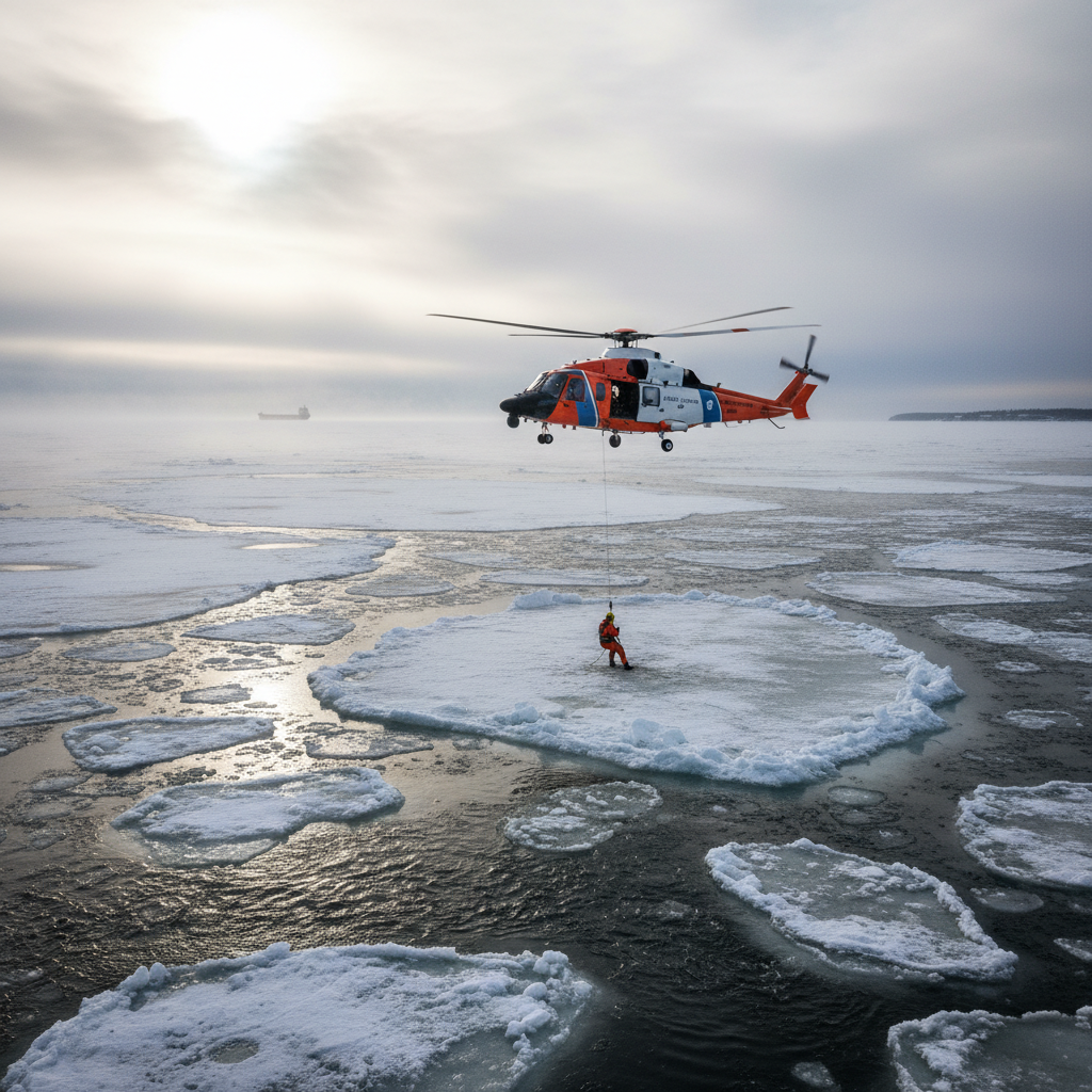 Grandi Laghi: la Guardia Costiera USA salva due canadesi alla deriva sul ghiaccio Grandi Laghi: la Guardia Costiera USA salva due canadesi alla deriva sul ghiaccio